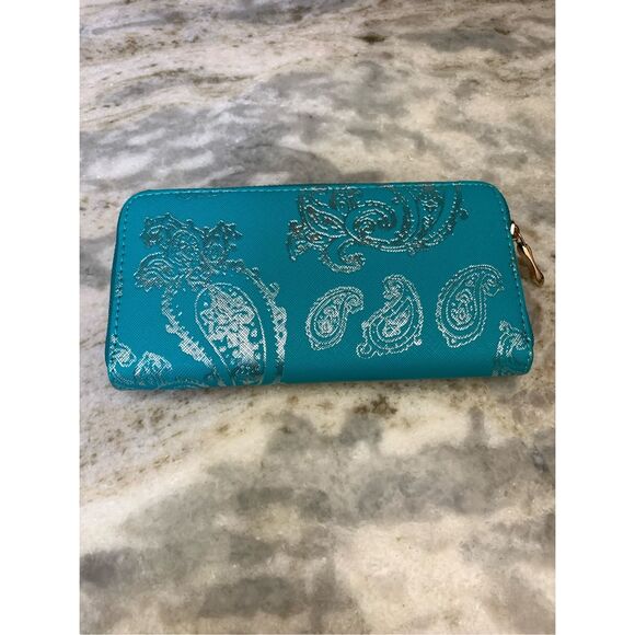 Turquoise Vintage Paisley Design Wallet #wallet - Picture 1 of 3